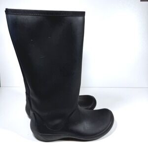 Crocs Rainfloe Tall Rain Boots Black Waterproof Lightweight Women 7 Minimalist